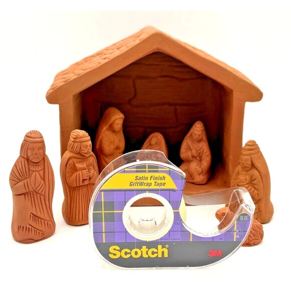 Terra Cotta Handmade Nativity Set 8 Piece Christmas‎ Jesus Mary Joseph Primitive - Picture 2 of 16